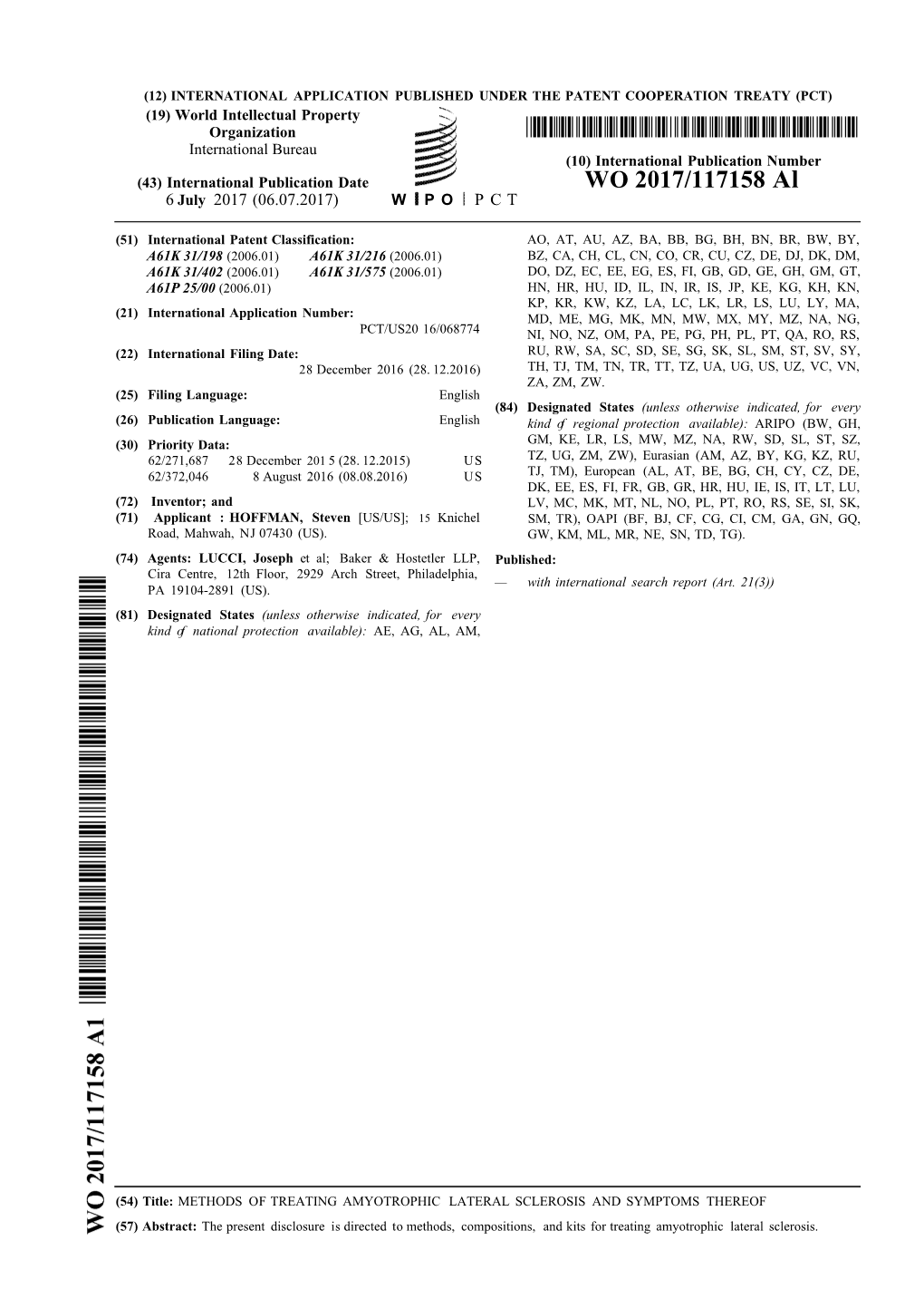 WO 2017/117158 Al 6 July 2017 (06.07.2017) W P O P C T