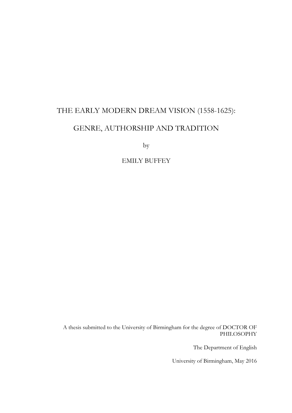 The Early Modern Dream Vision (1558-1625)