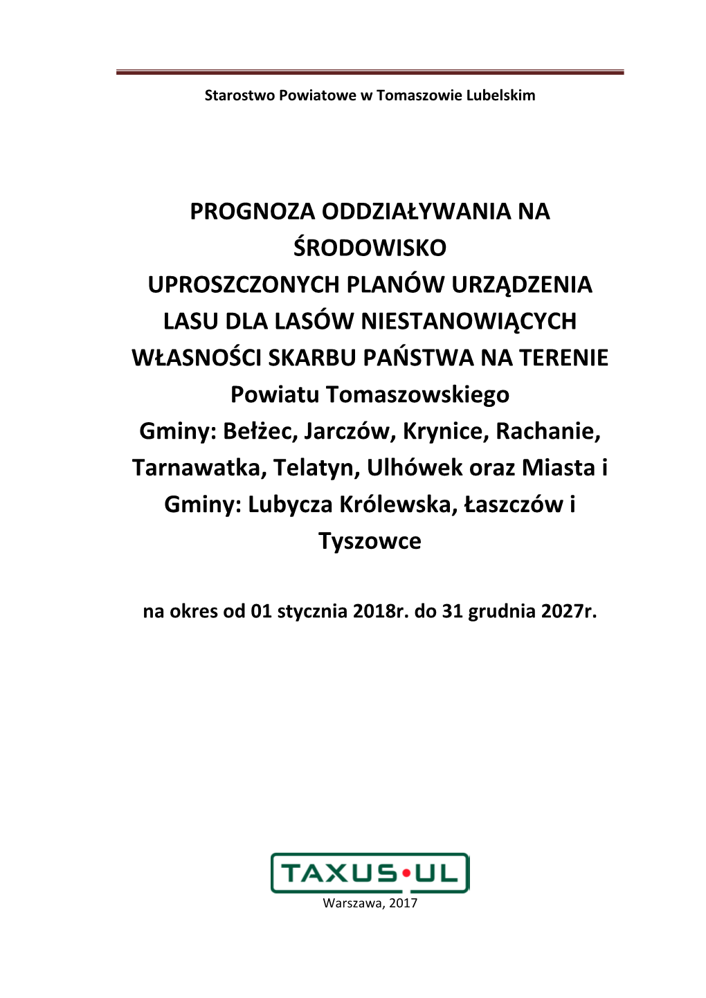 Prognoza Oddziaływania Na Środowisko