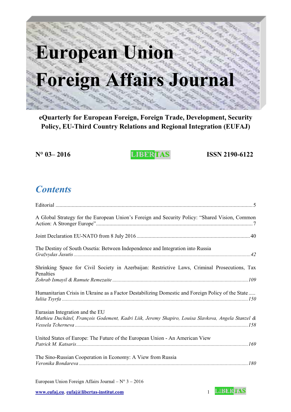 European Union Foreign Affairs Journal