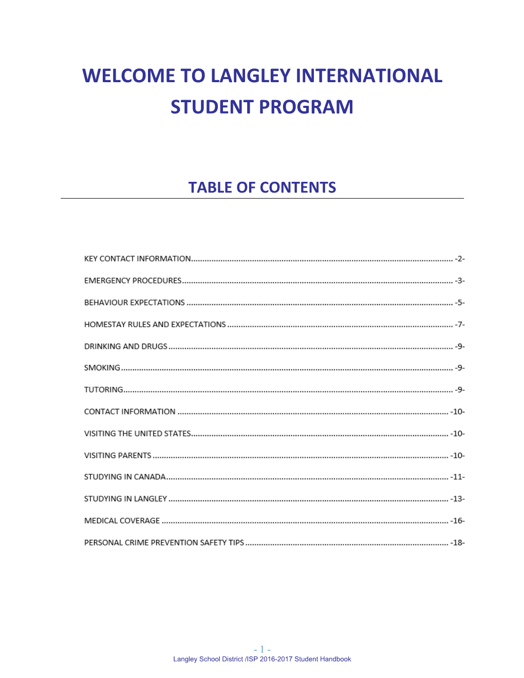 Langley International Student Program