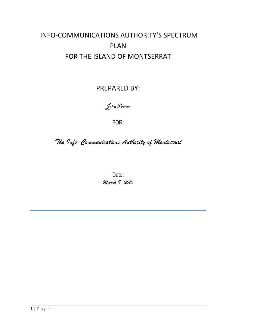 Draft Info-Communications Authority's Spectrum Plan