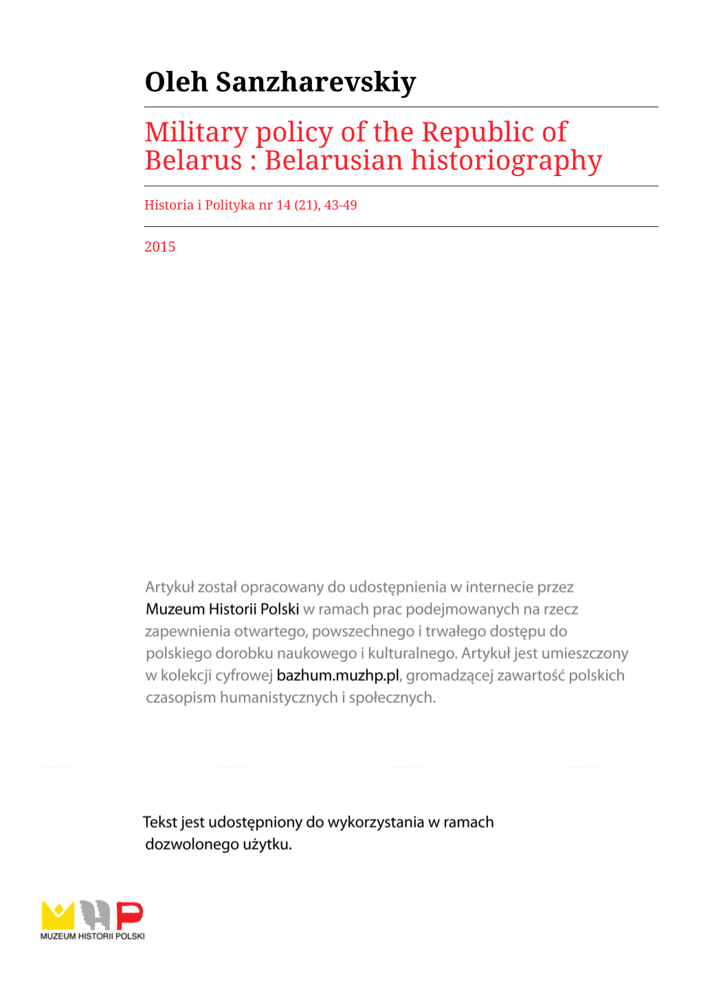Belarusian Historiography