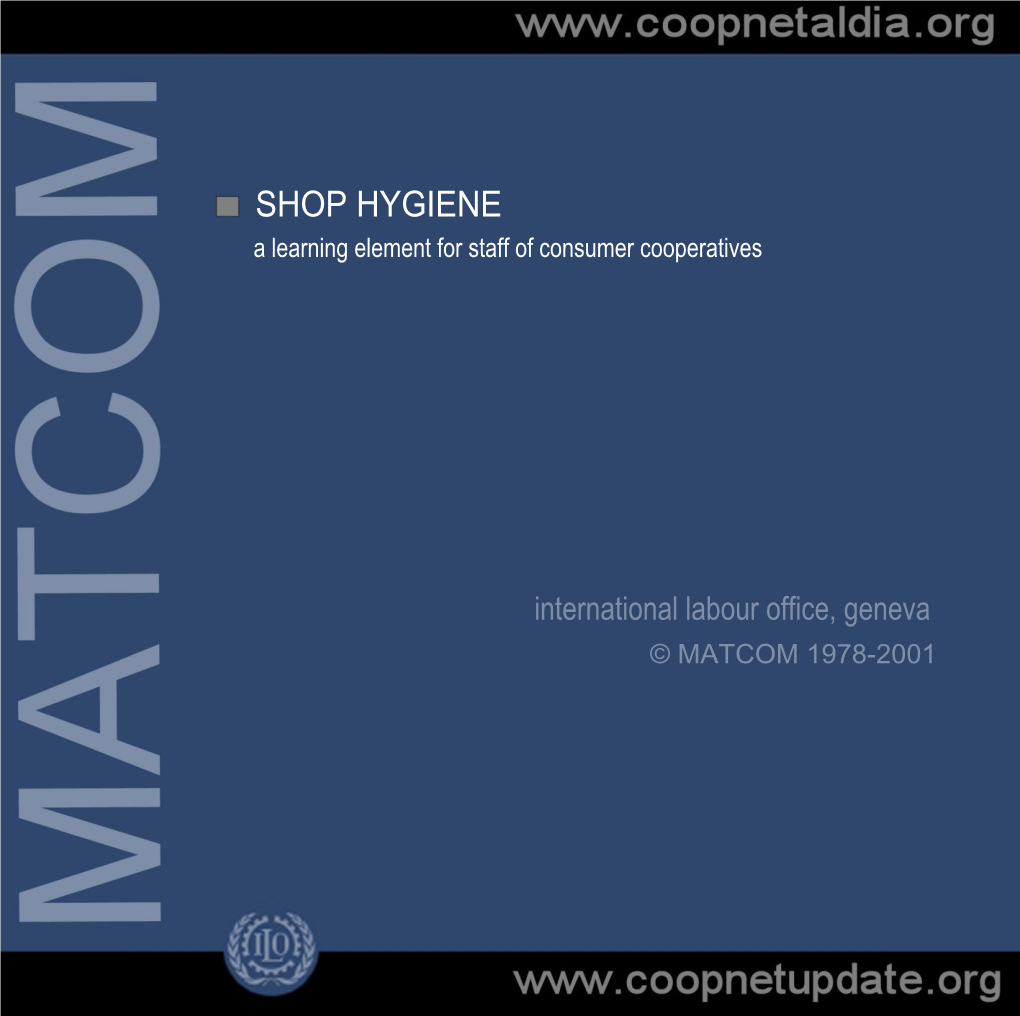 SHOP HYGIENE a Learning Element for Staff of Consumer Cooperatives
