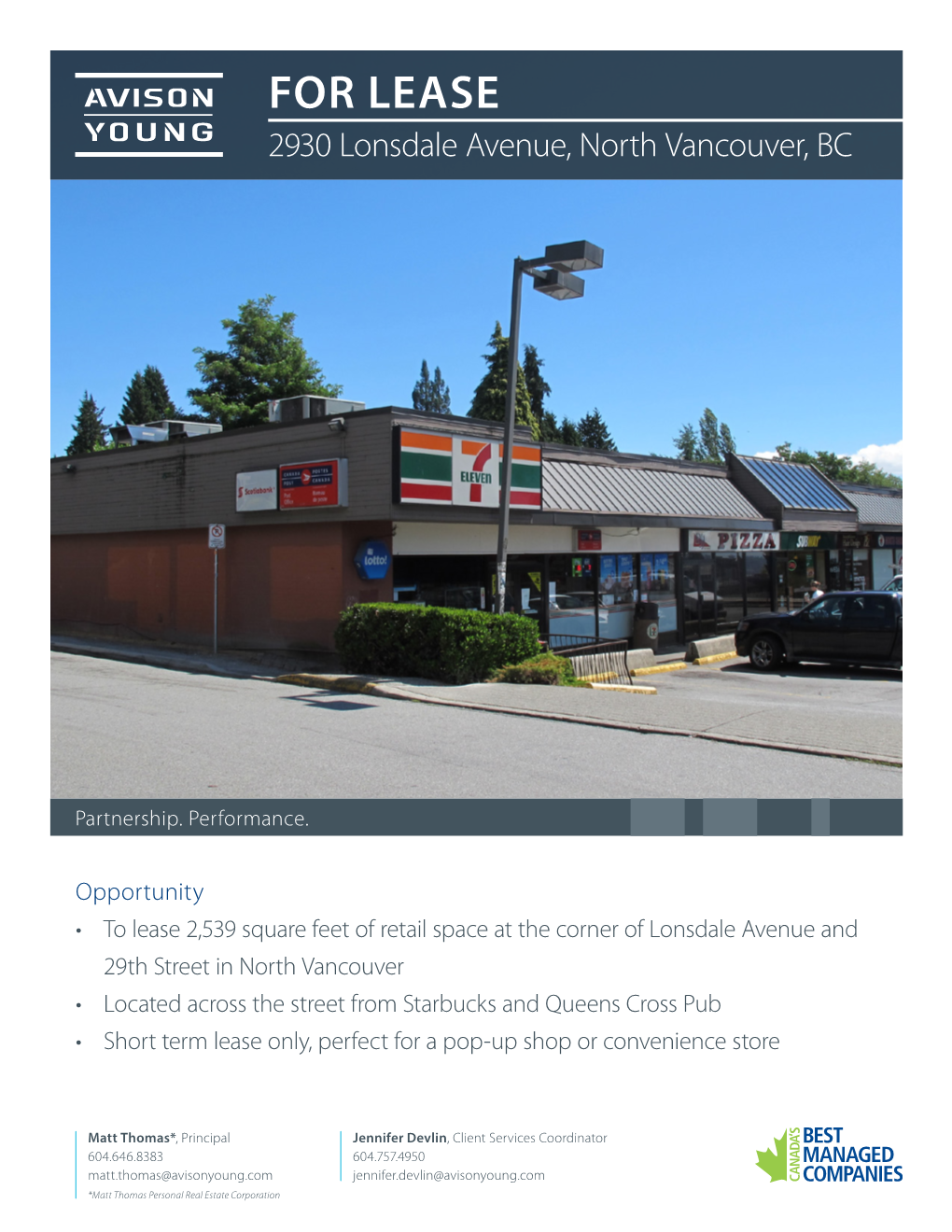 FOR LEASE 2930 Lonsdale Avenue, North Vancouver, BC