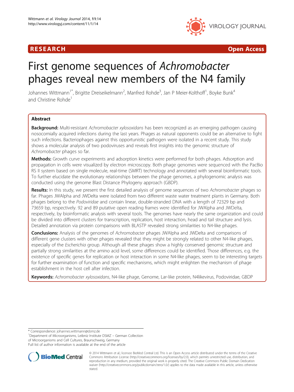 First Genome Sequences of Achromobacter Phages Reveal New