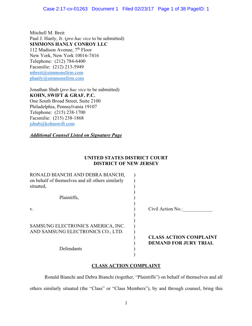 Case 2:17-Cv-01263 Document 1 Filed 02/23/17 Page 1 of 38 Pageid: 1