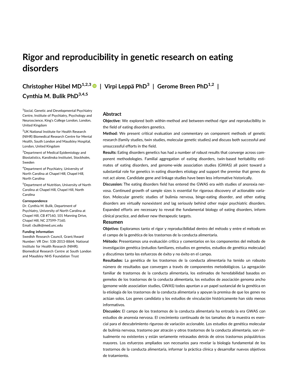 Rigor and Reproducibility in Genetic Research on Eating Disorders