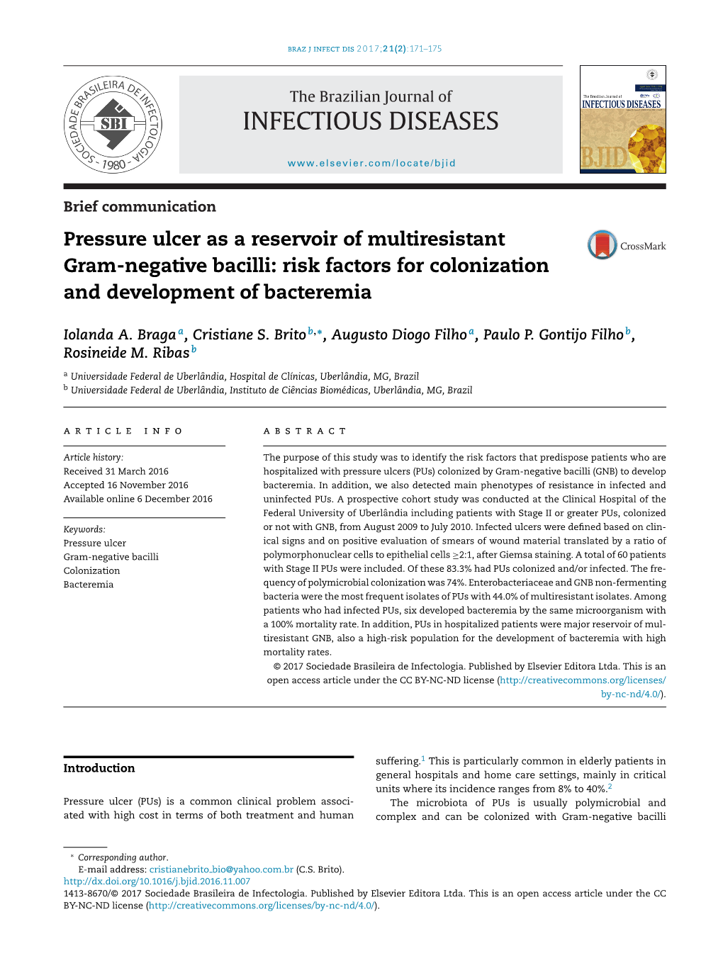 Pressure Ulcer As a Reservoir of Multiresistant Gram-Negative Bacilli