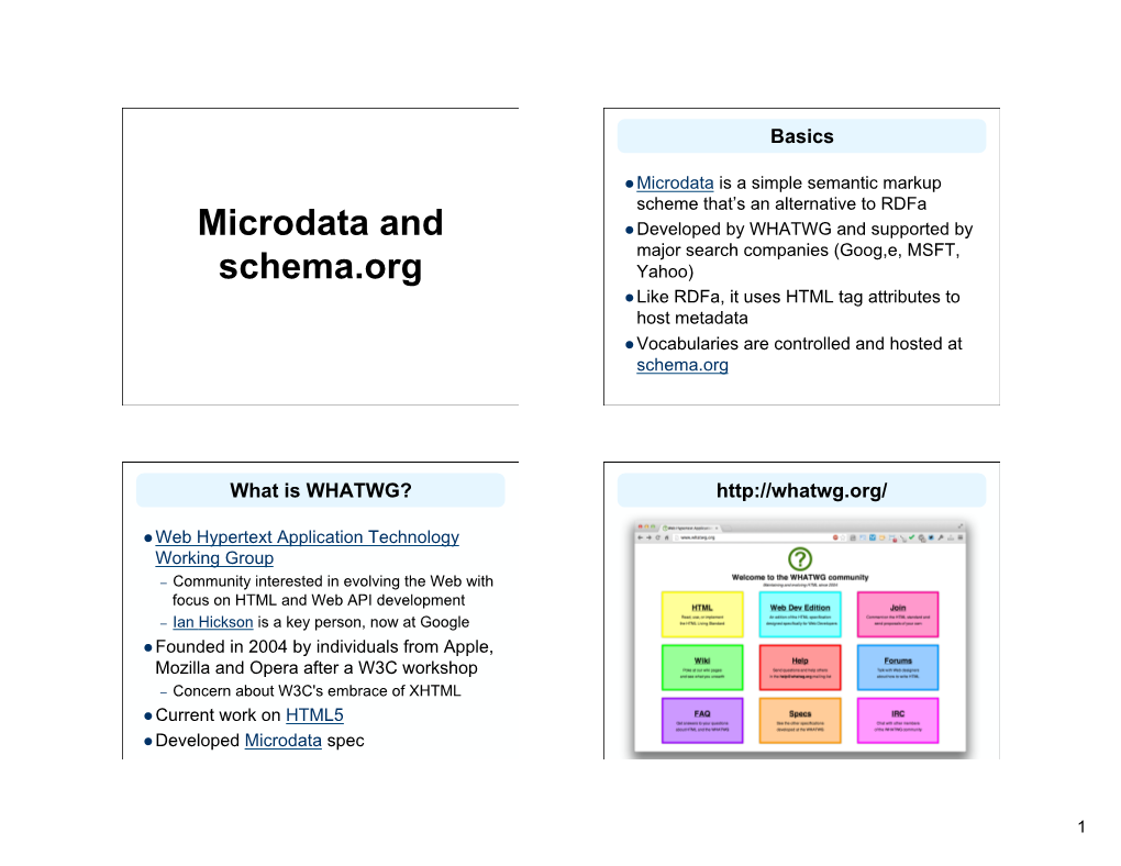 Microdata and Schema.Org