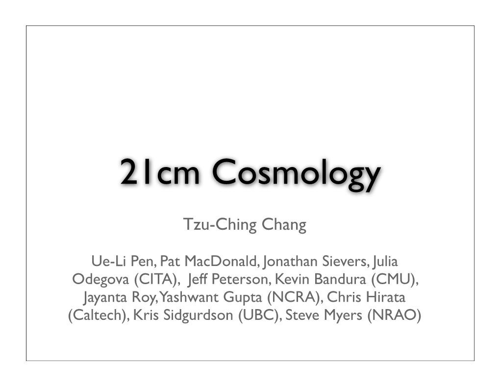 21Cm Cosmology