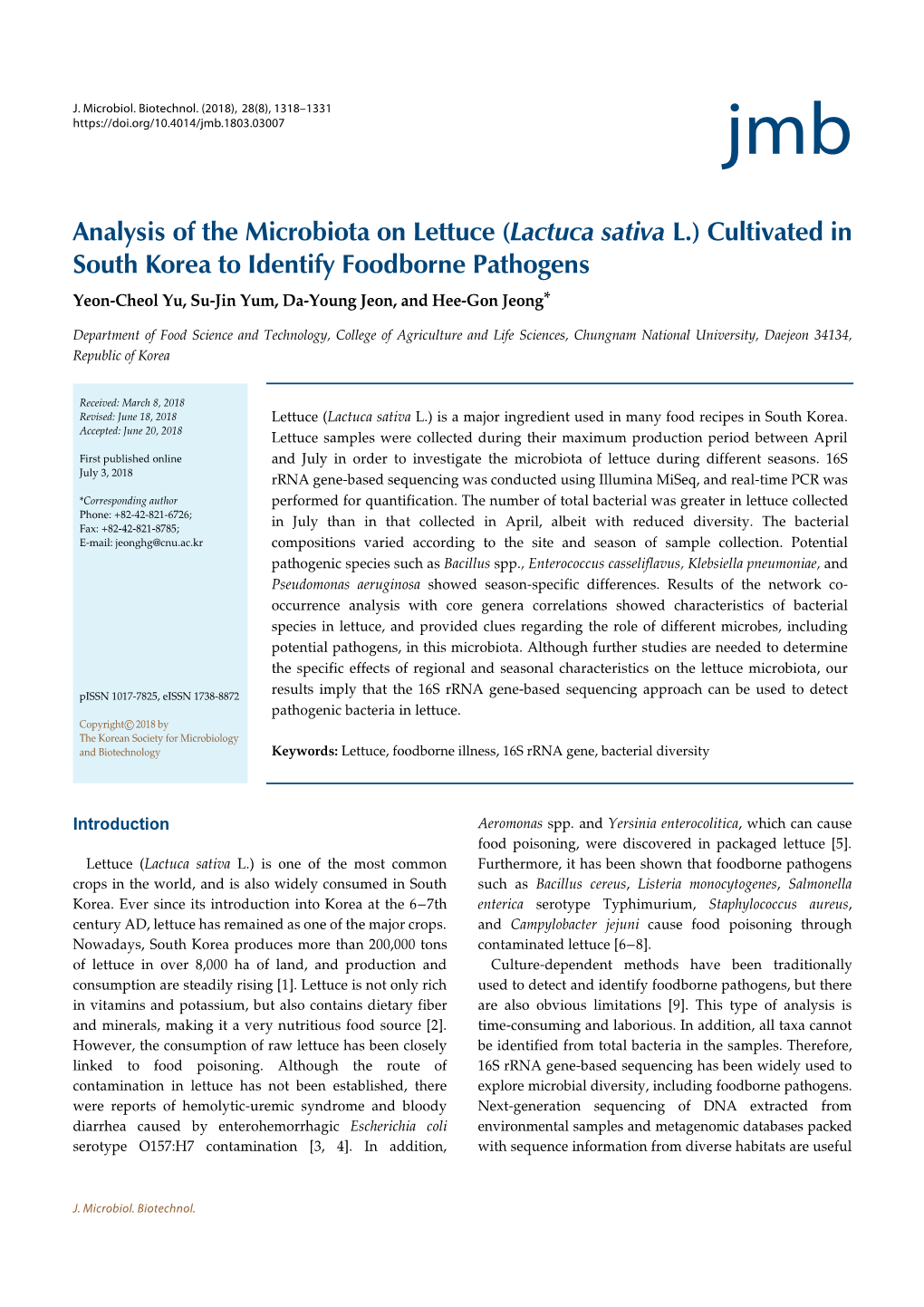 Analysis of the Microbiota on Lettuce (Lactuca Sativa