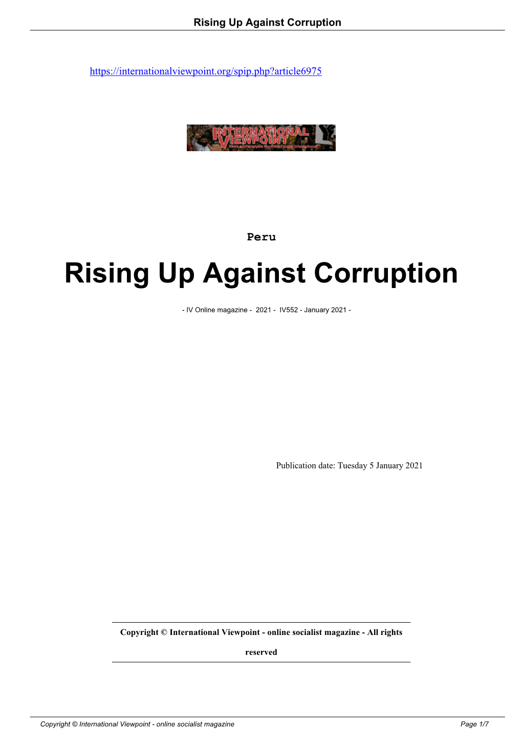 Rising up Against Corruption