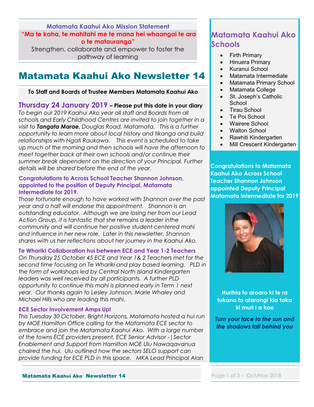 Matamata Kaahui Ako Newsletter 14  Matamata Intermediate  Matamata Primary School