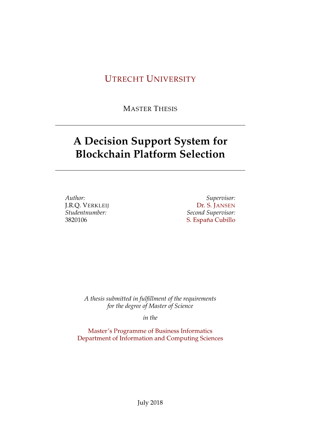 A Decision Support System for Blockchain Platform Selection