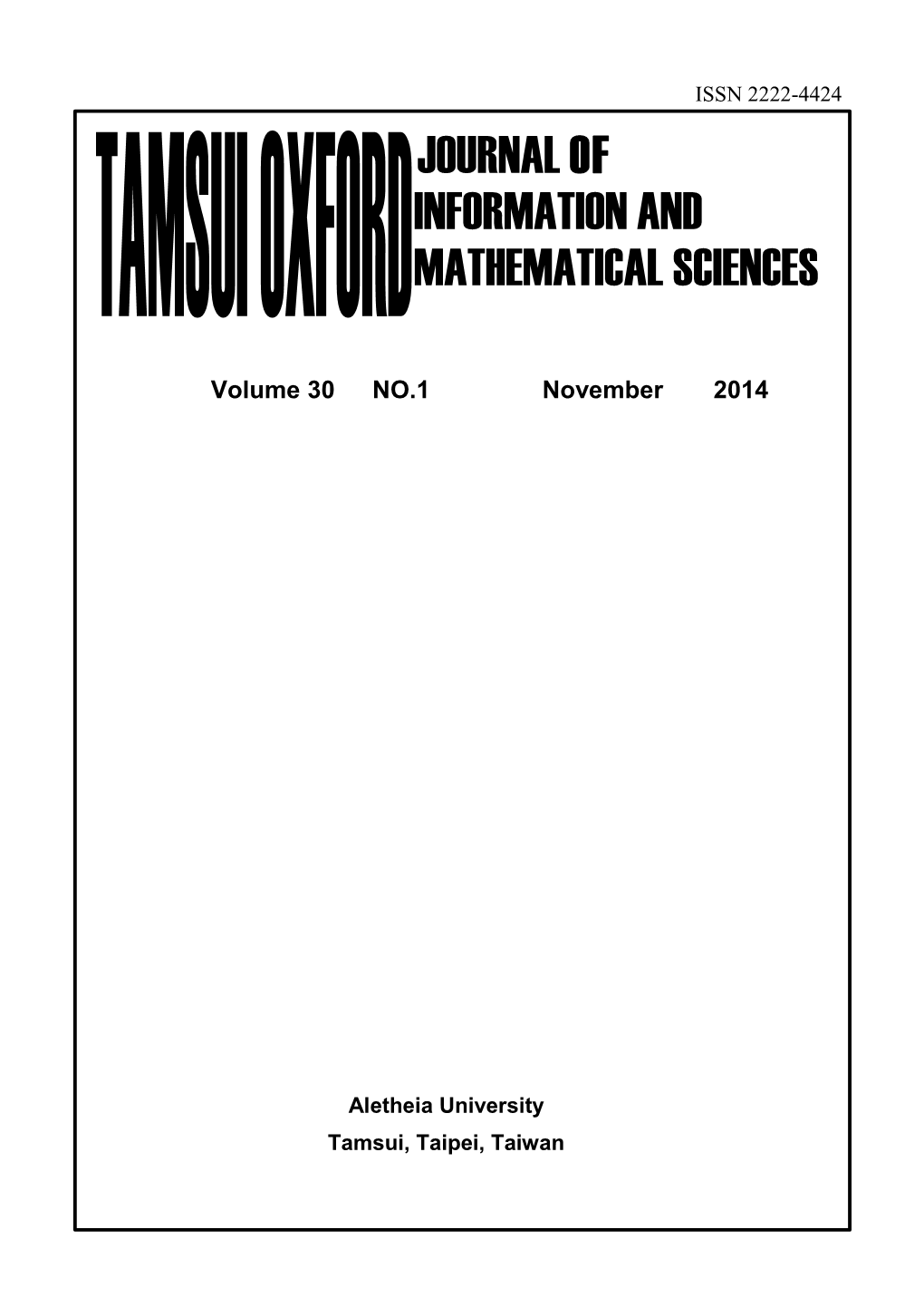 Tamsui Oxford Journal of Mathematical Sciences