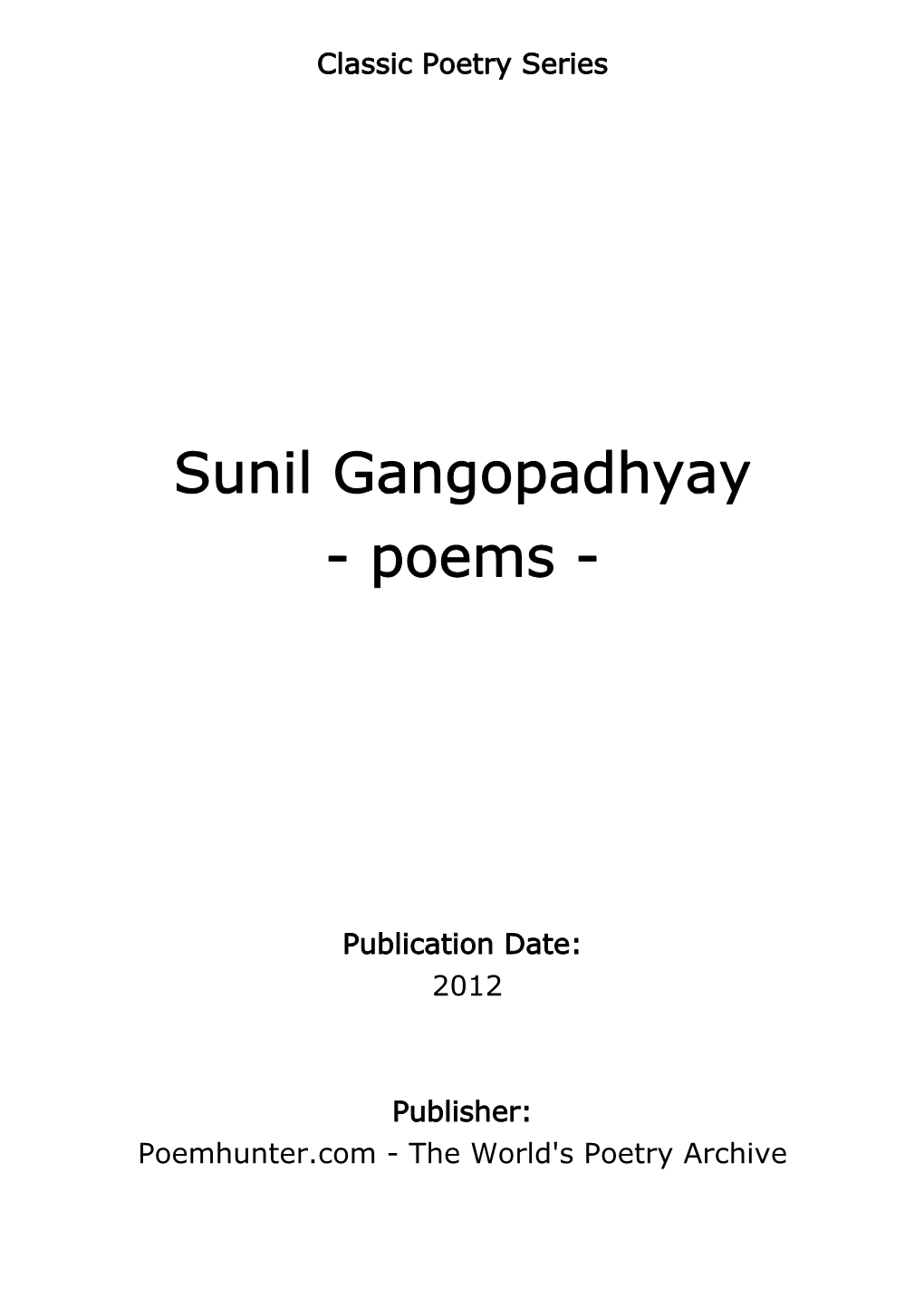 Sunil Gangopadhyay - Poems