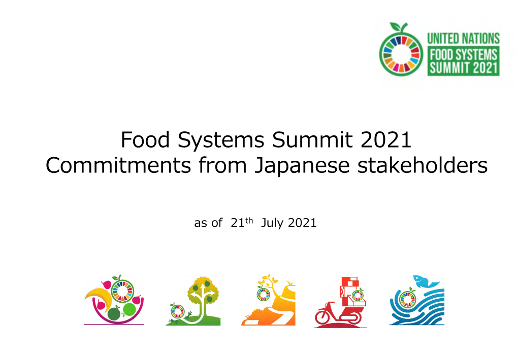 Food Systems Summit 2021 Commitments from Japanese Stakeholders