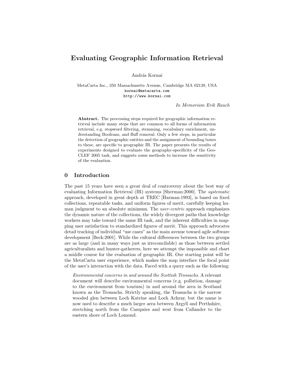 Evaluating Geographic Information Retrieval