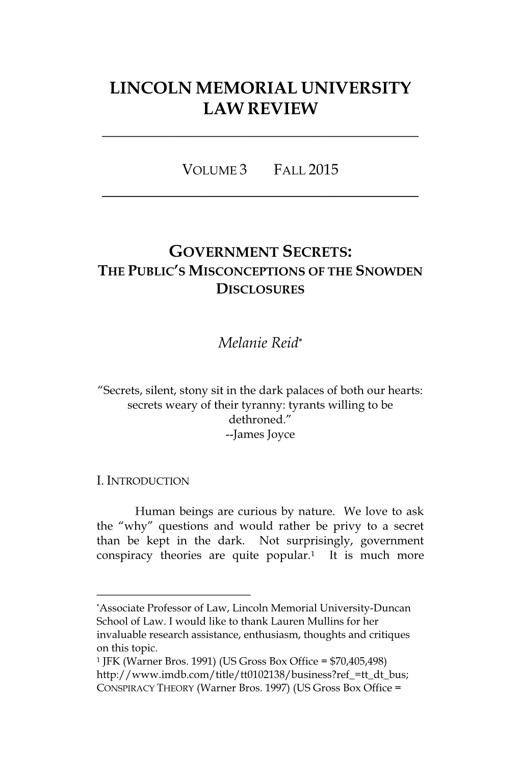Government Secrets: the Public’S Misconceptions of the Snowden Disclosures