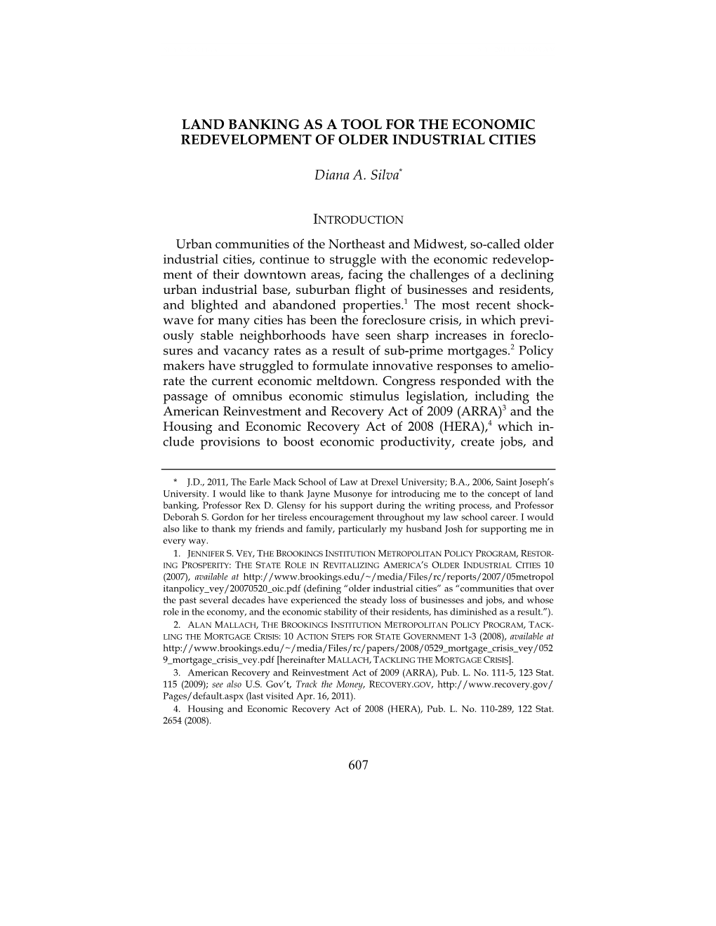 Land Banking As a Tool for the Economic Redevelopment of Older Industrial Cities