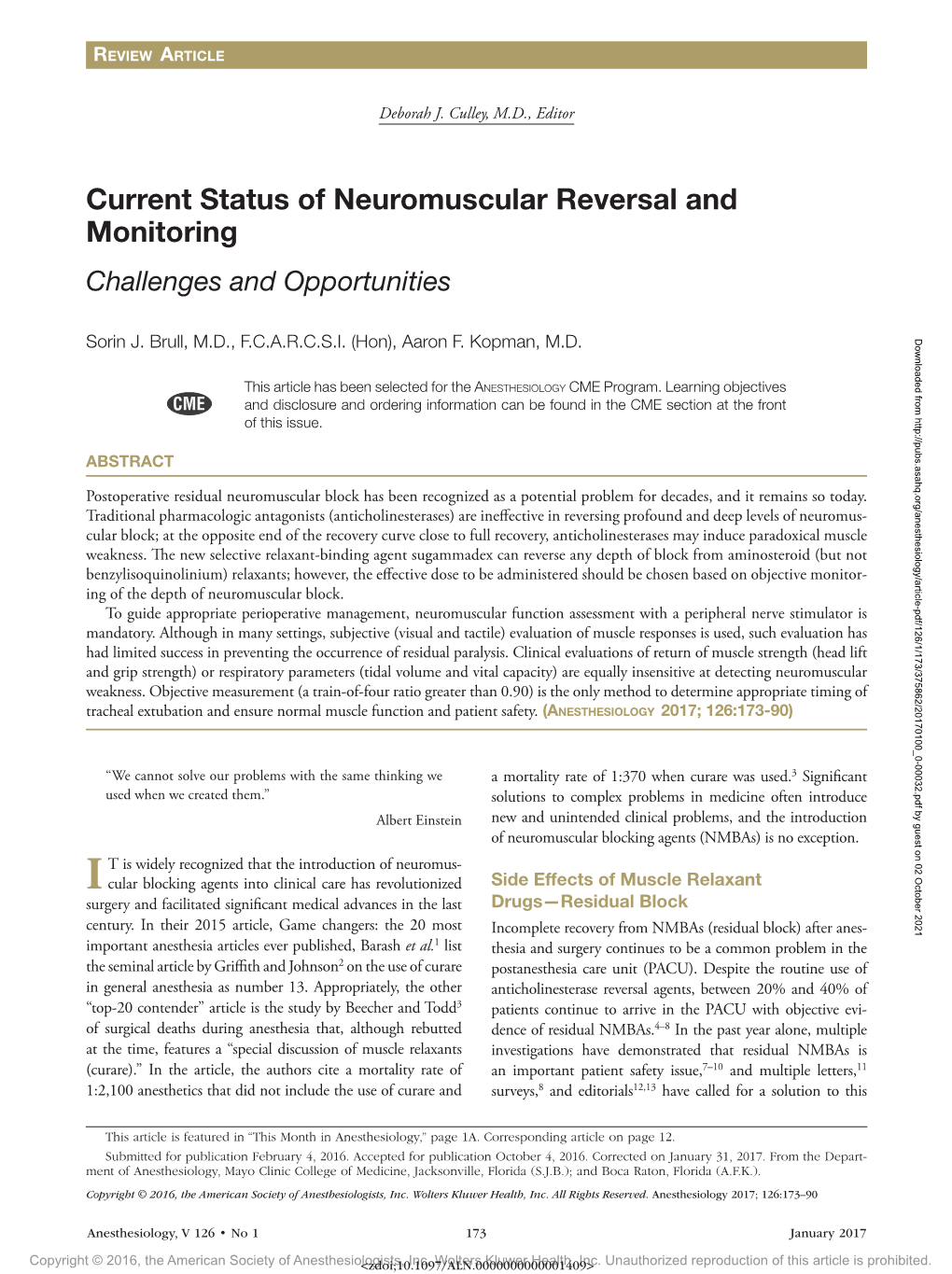 Current Status of Neuromuscular Reversal and Monitoring Challenges and Opportunities