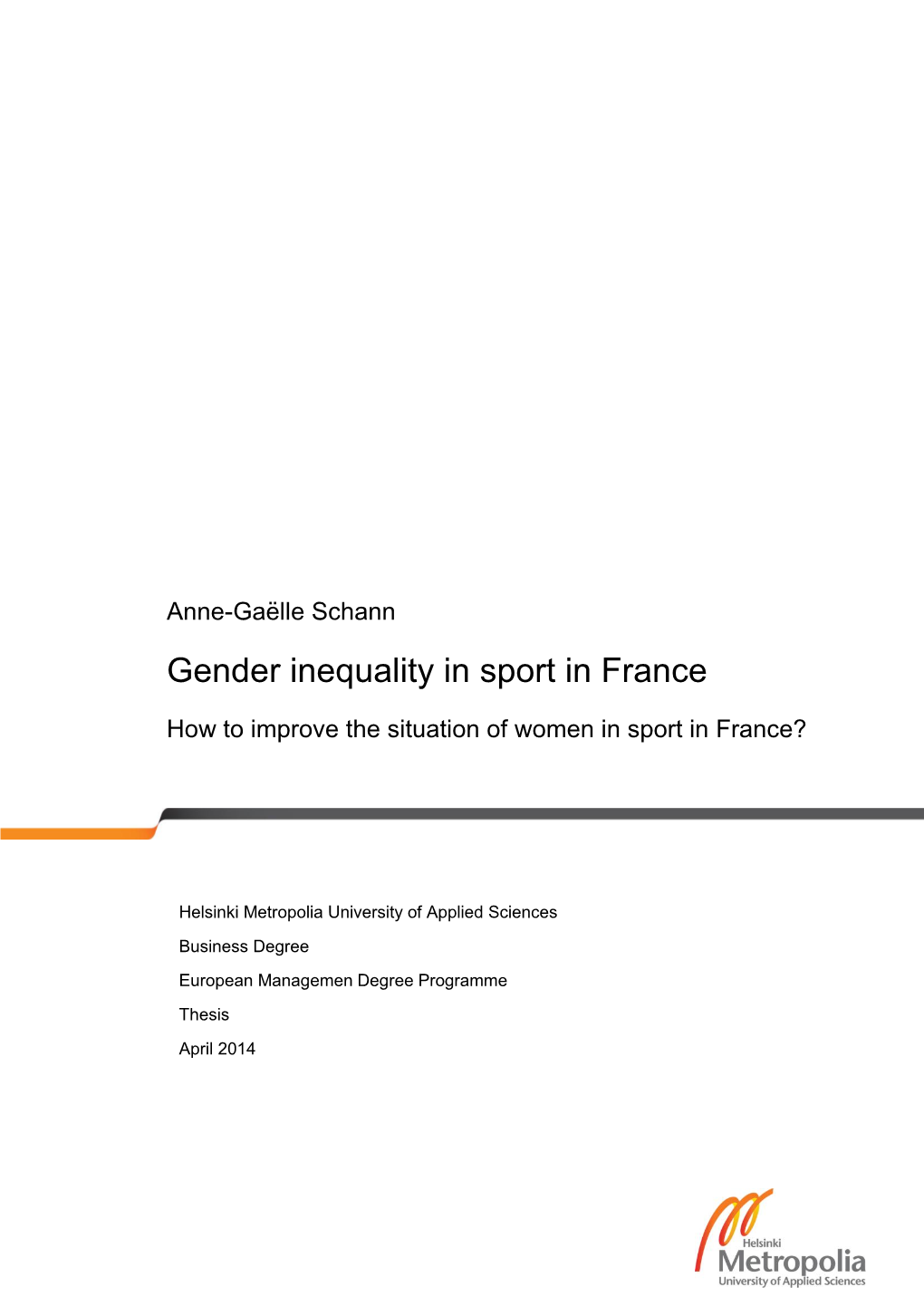 Gender Inequality in Sport in France