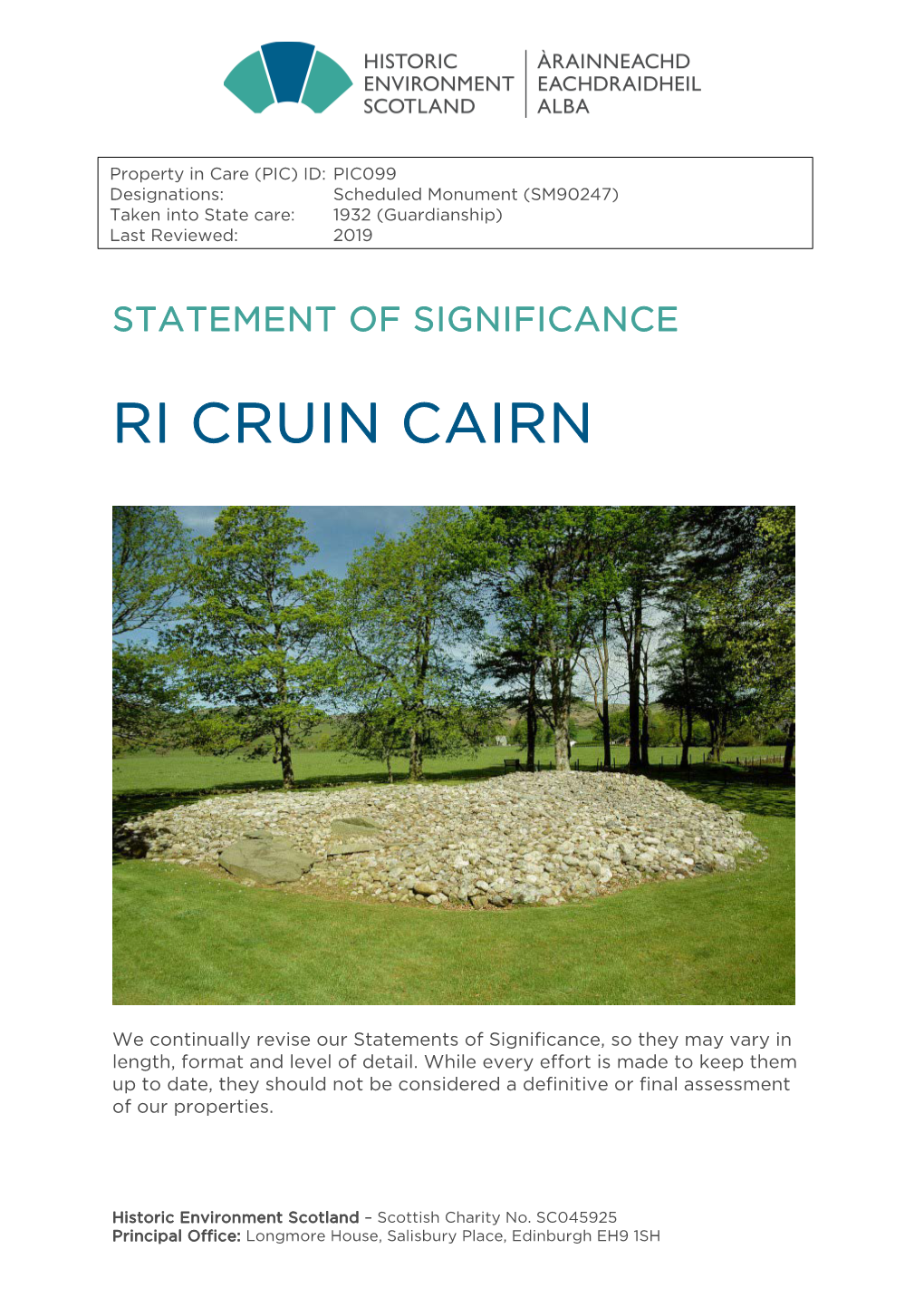 Ri Cruin Cairn Statement of Significance