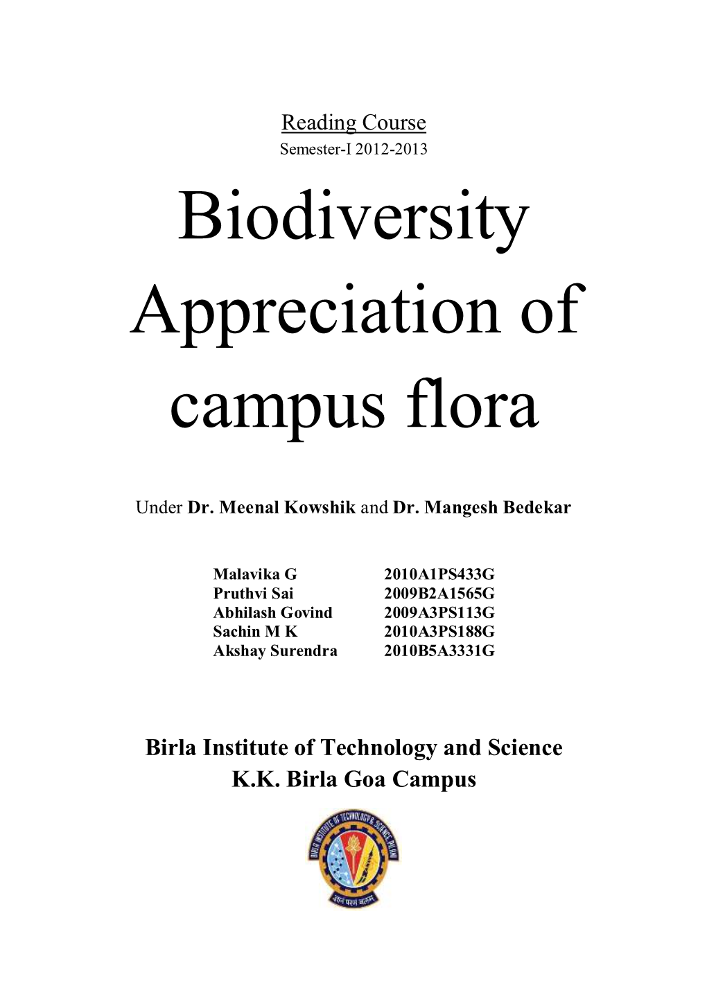 Biodiversity Appreciation of Campus Flora