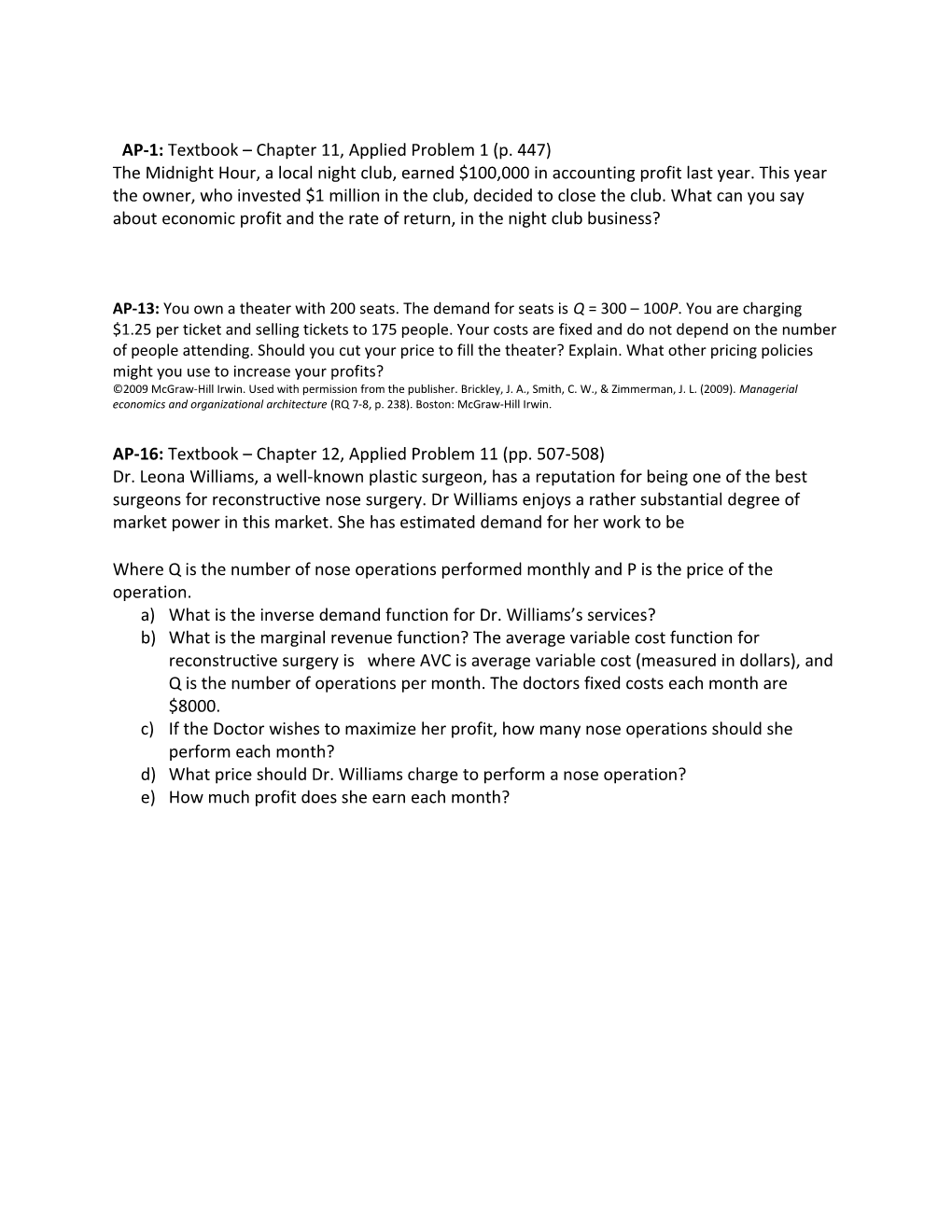 AP-1: Textbook Chapter 11, Applied Problem 1 (P. 447)