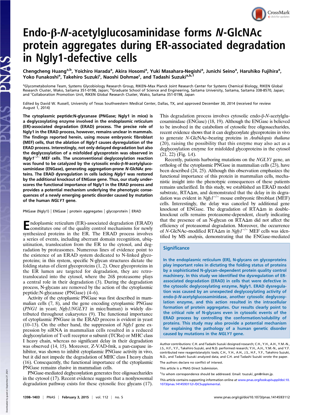 Endo-Β-N-Acetylglucosaminidase Forms N-Glcnac Protein Aggregates During ER-Associated Degradation in Ngly1-Defective Cells