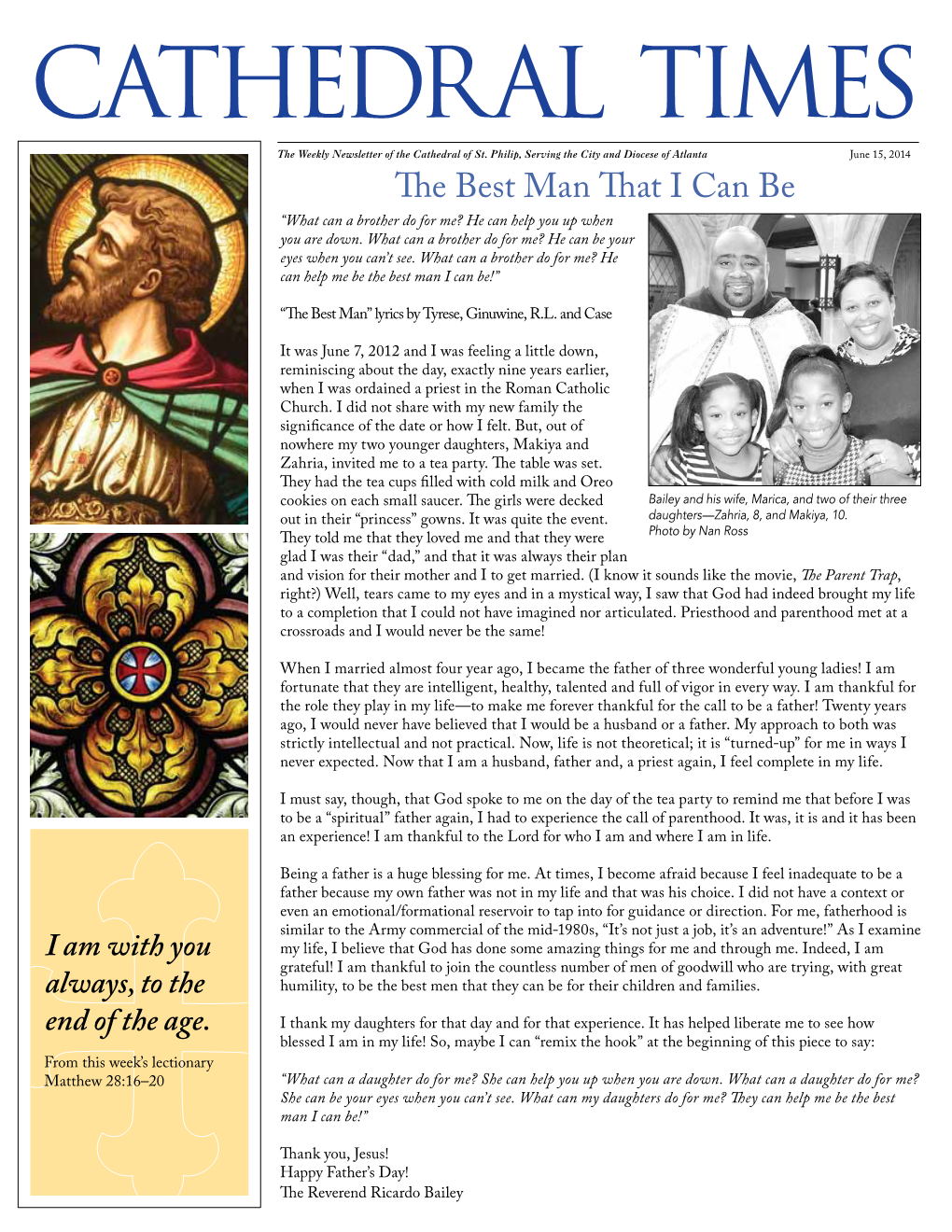 Cathedral Times Send Address Changes To: (USPS-093440) Is Published Weekly the Cathedral of St