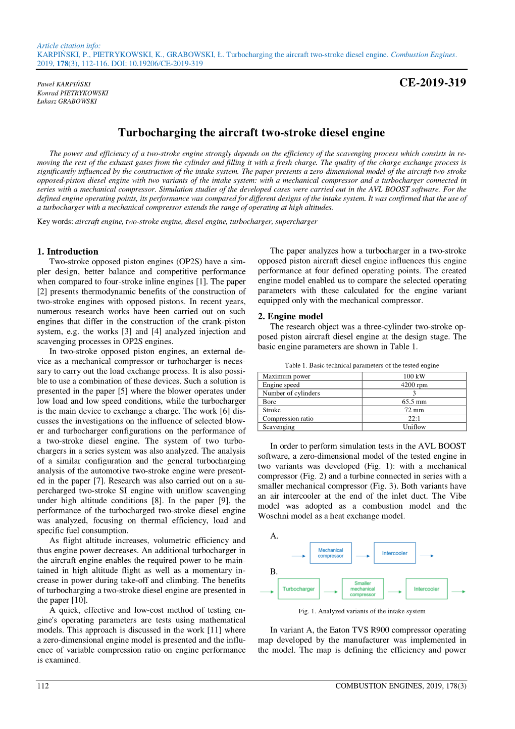 CE-2019-319 Turbocharging the Aircraft Two-Stroke Diesel Engine