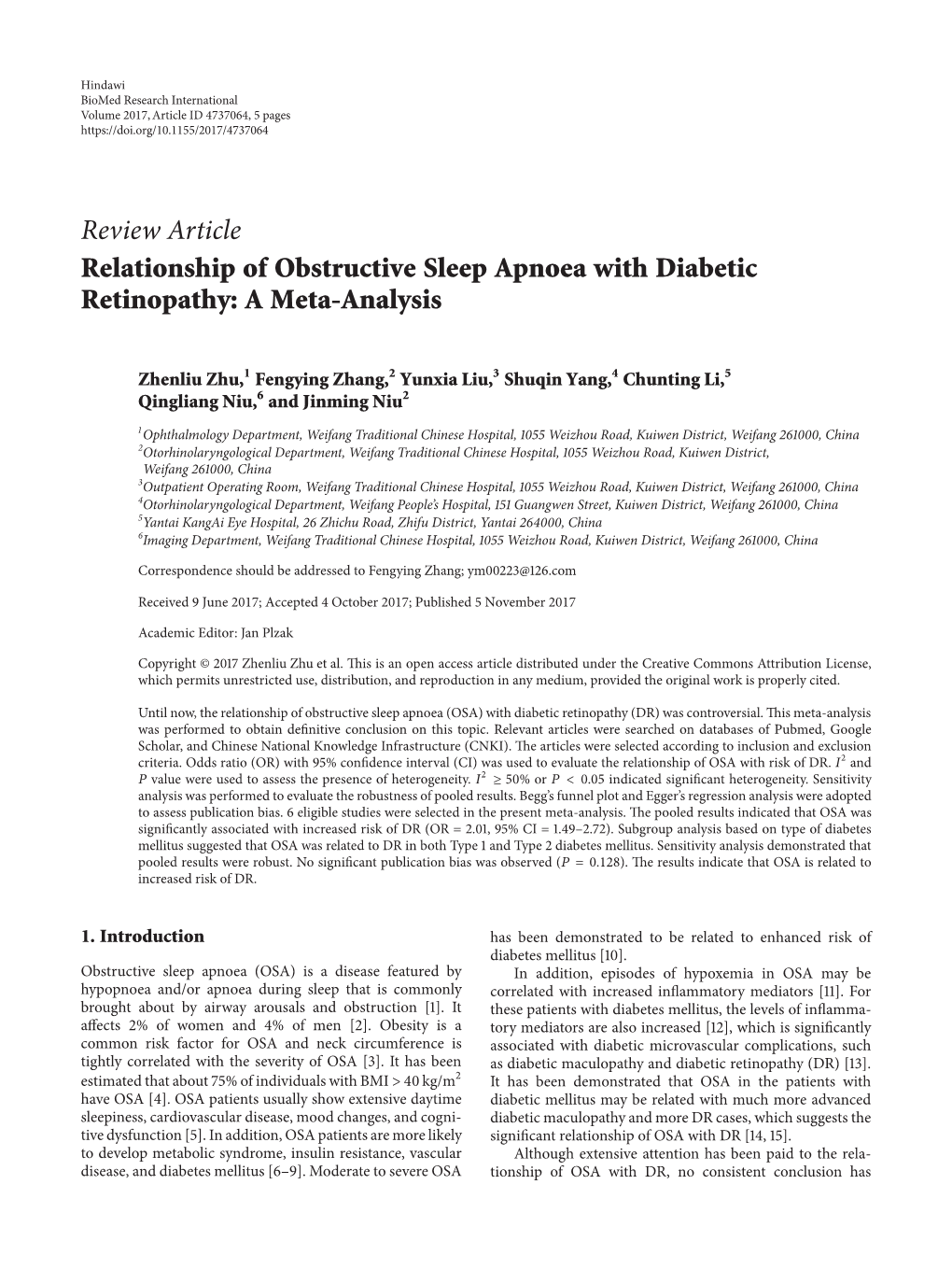 Relationship of Obstructive Sleep Apnoea with Diabetic Retinopathy: a Meta-Analysis