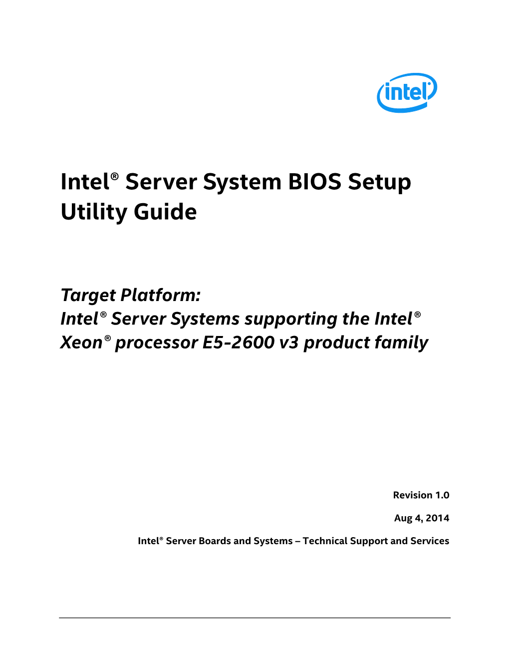 Intel® Server System BIOS Setup Utility Guide