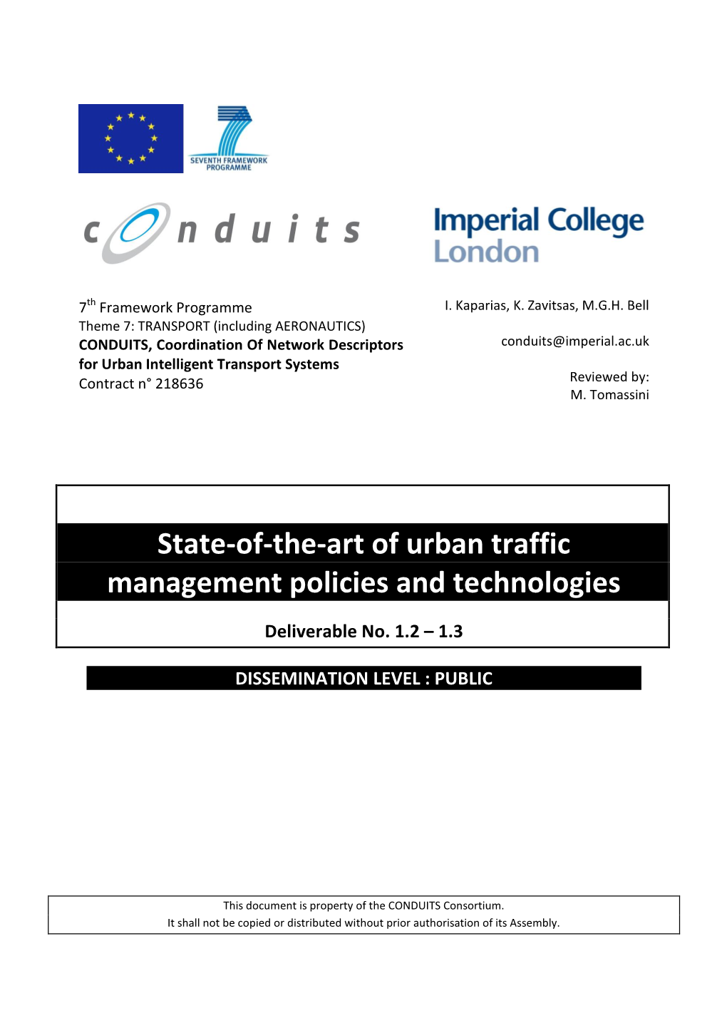 State-Of-The-Art of Urban Traffic Management Policies and Technologies