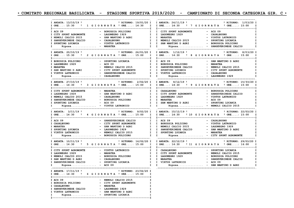Seconda Categoria Gir. C *