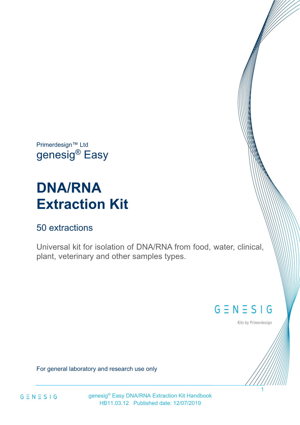 DNA/RNA Extraction Kit Handbook HB11.03.12 Published Date: 12/07/2019 Table of Contents