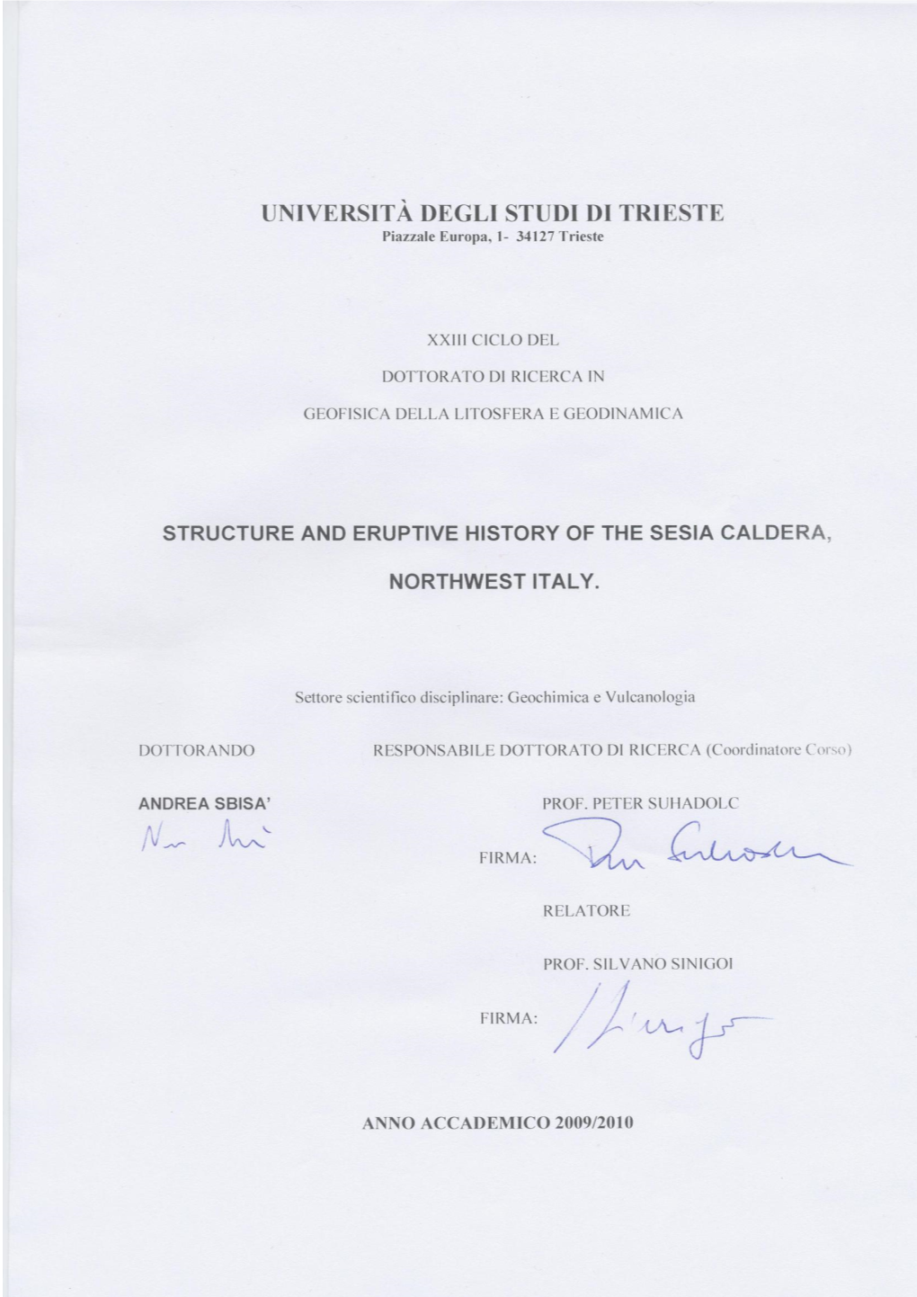 Phd Thesis of Andrea Sbisà