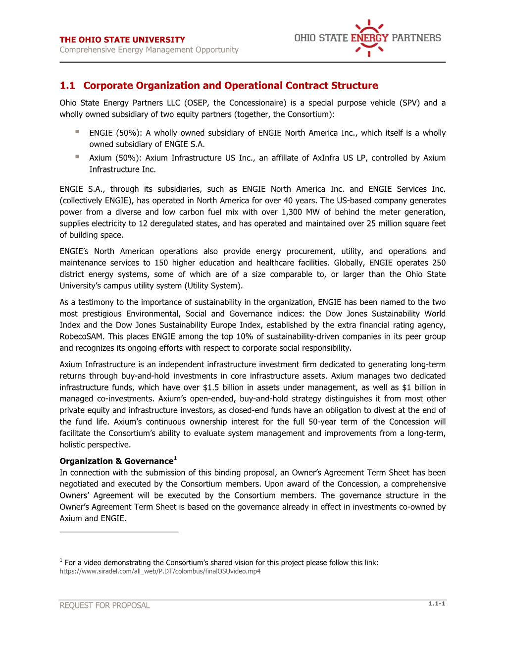 1.1 Corporate Organization and Operational Contract Structure
