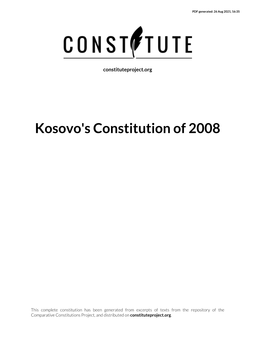 Kosovo's Constitution of 2008