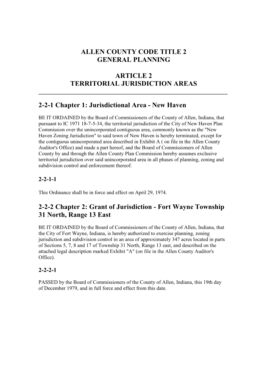 Article 2 Territorial Jurisdiction Areas