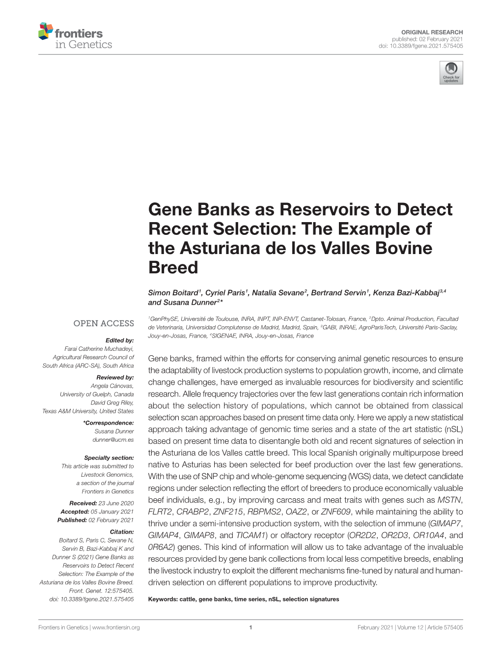 Gene Banks As Reservoirs to Detect Recent Selection: the Example of the Asturiana De Los Valles Bovine Breed