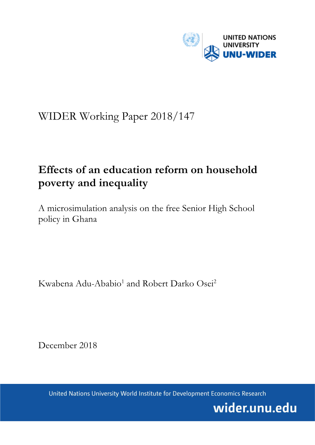 Effects of an Education Reform on Household Poverty and Inequality