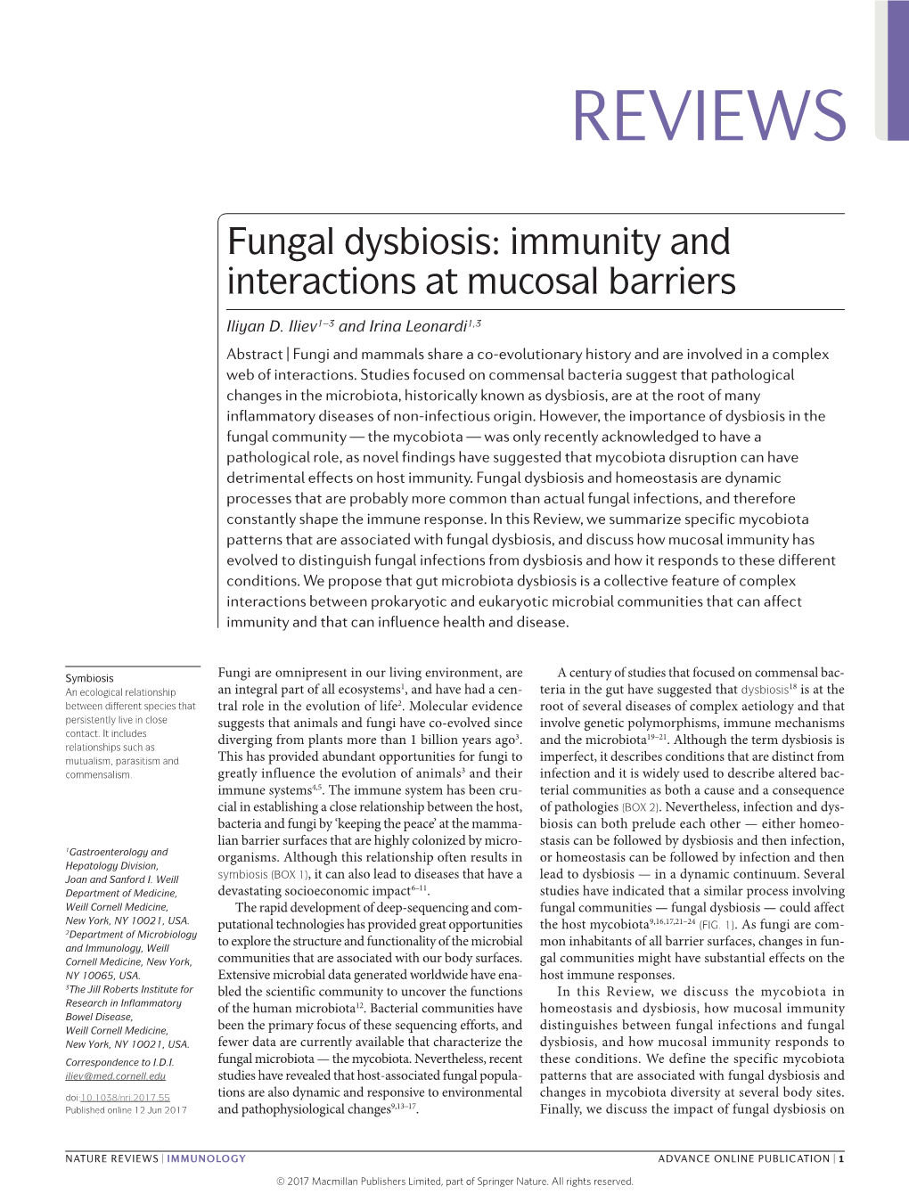 Fungal Dysbiosis: Immunity and Interactions at Mucosal Barriers