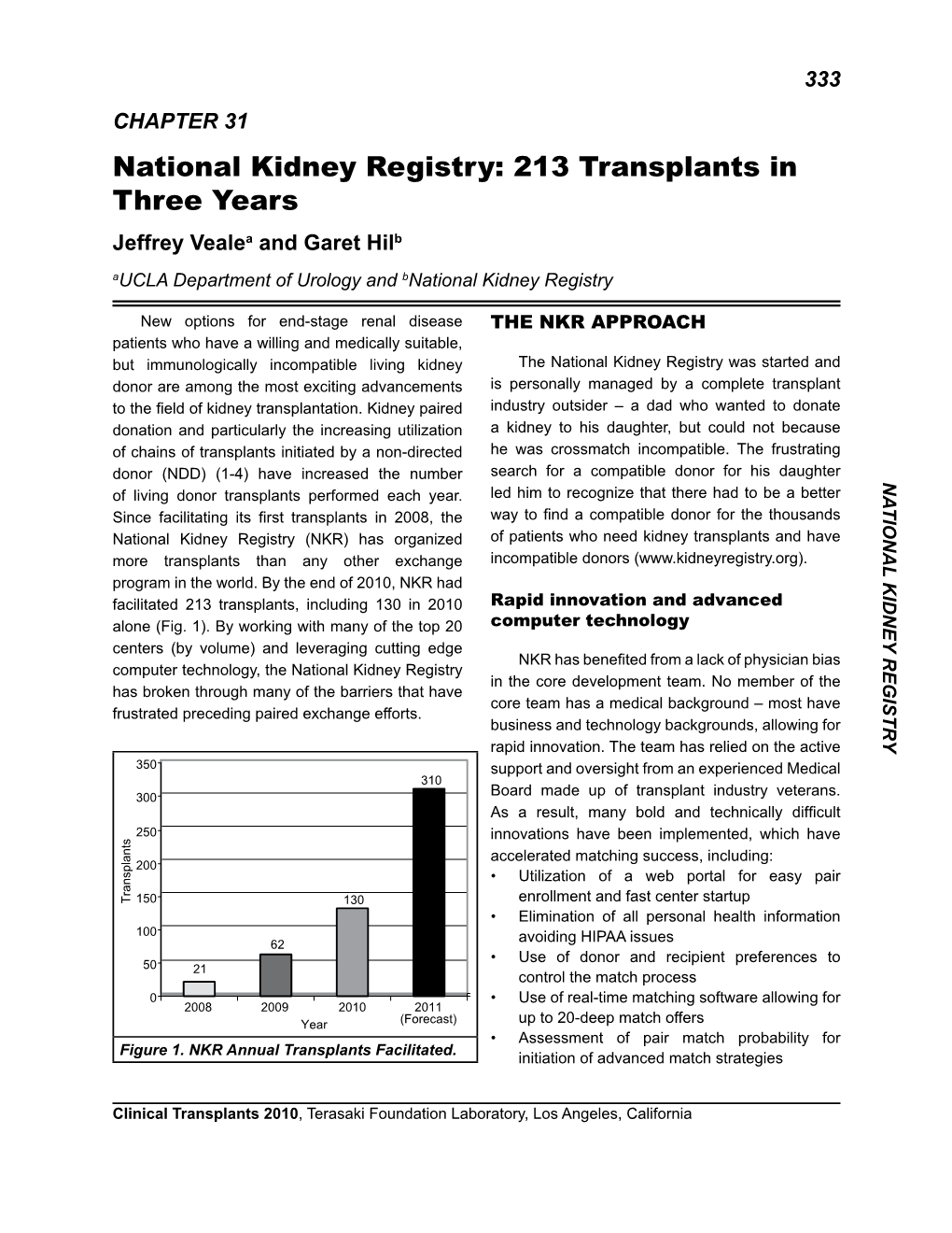 213 Transplants in Three Years Jeffrey Vealea and Garet Hilb Aucla Department of Urology and Bnational Kidney Registry