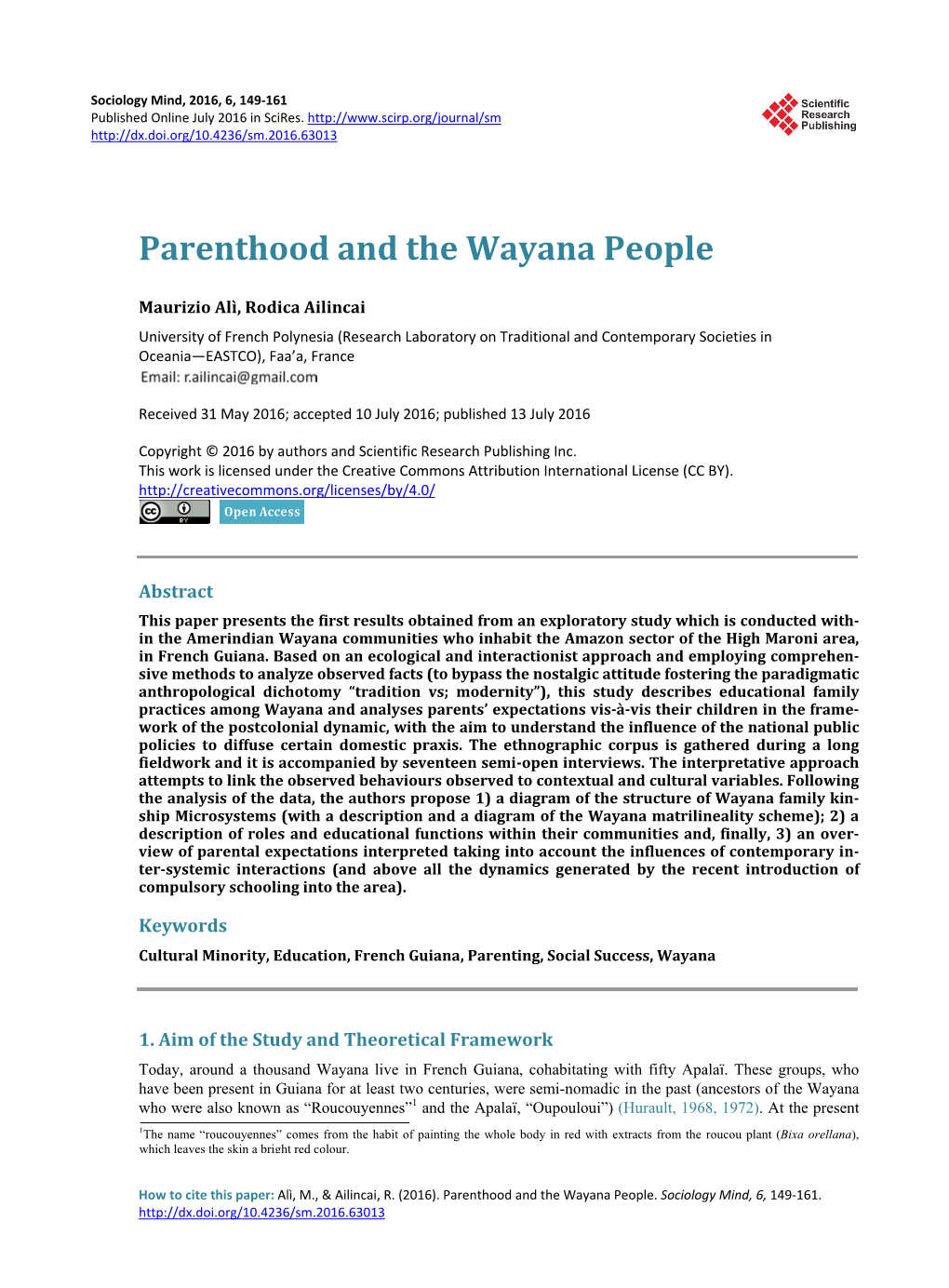 Parenthood and the Wayana People