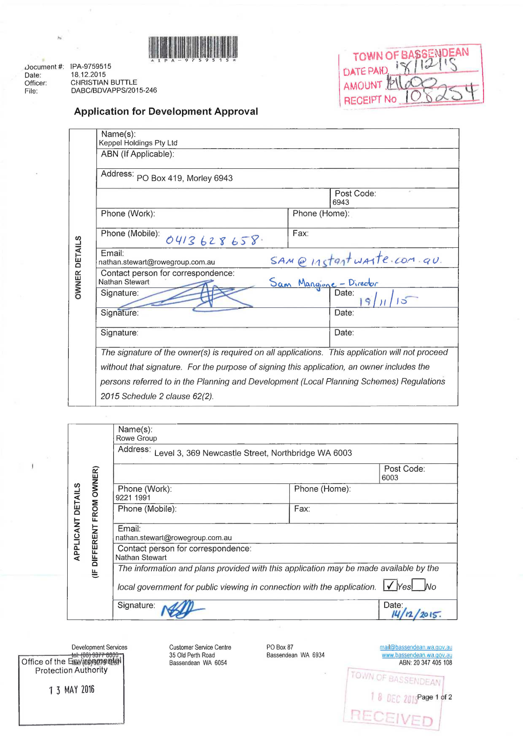 Supporting Documents from Town of Bassendean