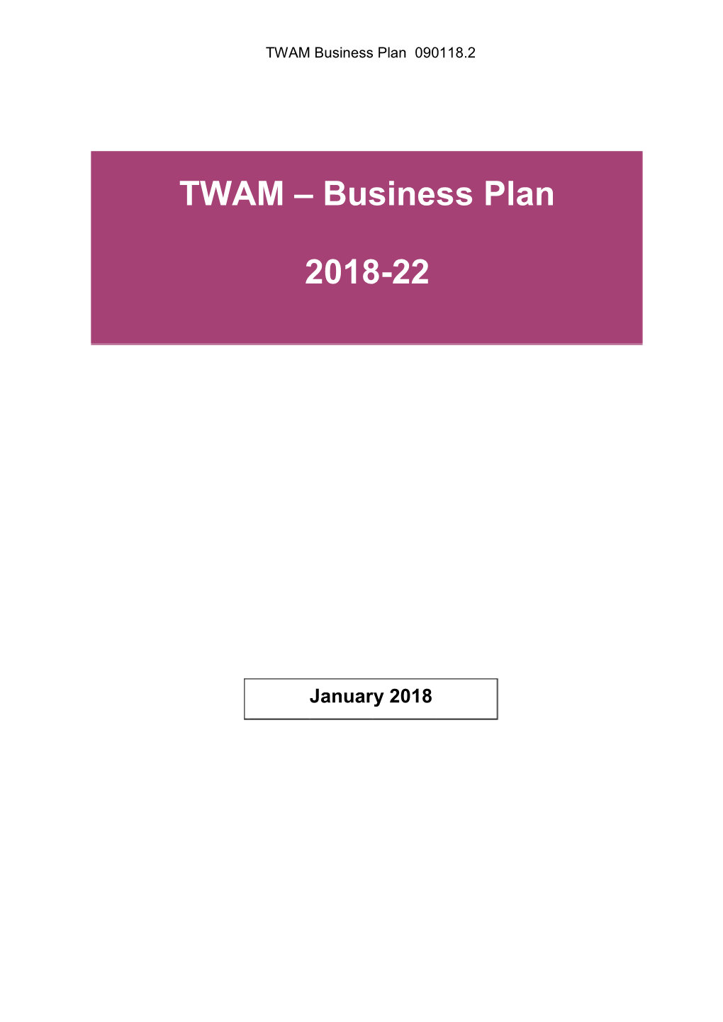 TWAM – Business Plan 2018-22