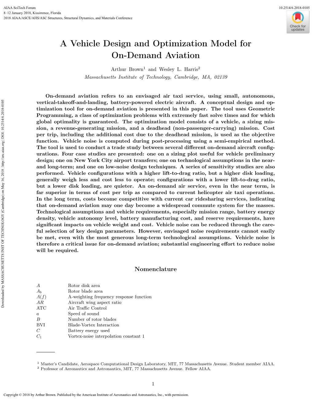 A Vehicle Design and Optimization Model for On-Demand Aviation